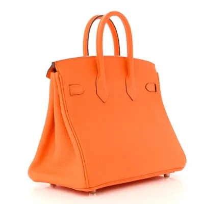 Hermès Birkin 25 Orange Minium Togo Leather Silver Hardware