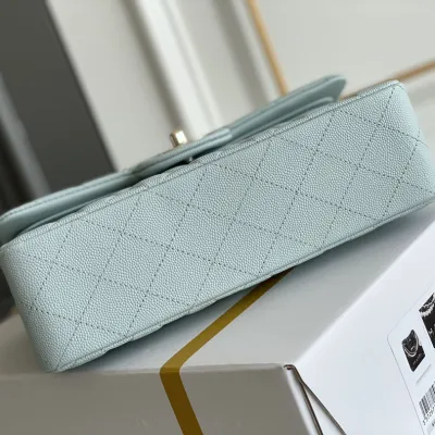 Chanel CF Blue / White Quilted Caviar Leather Crossbody Bags