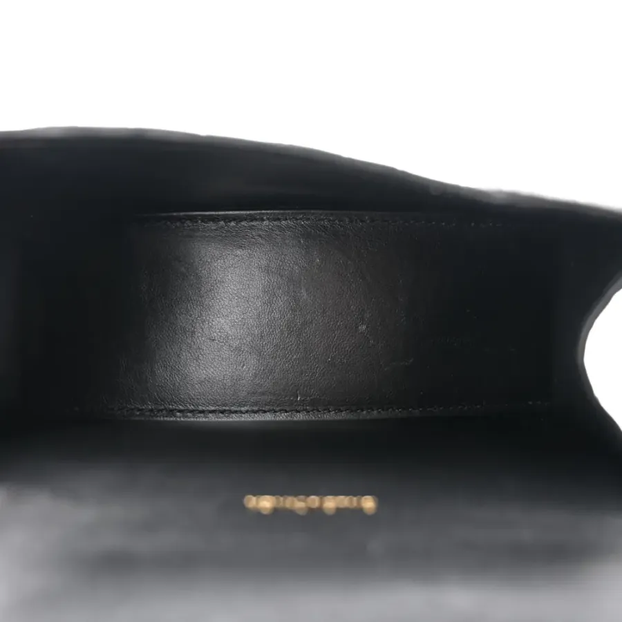 Balenciaga XS Hourglass Top Handle Bag Black Crocodile Embossed Shiny Calfskin Leather Gold Hardware