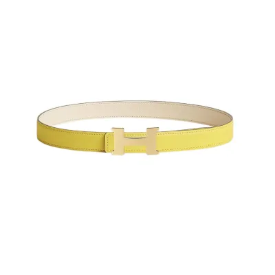 Hermès Women' s Mini Constance Buckle Reversible Belt In Yellow/Blue/White/Brown/Coffee Calfskin With Gold/Silver Hardware 24mm