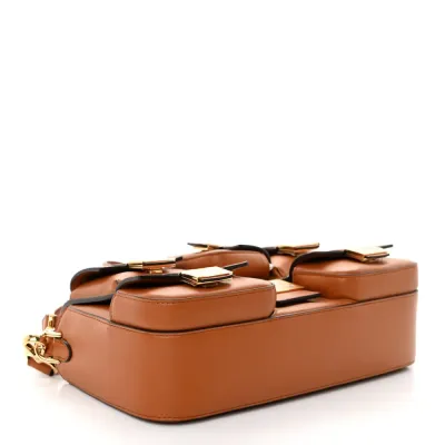 Fendi Small Baguette Brandy Shiny Nappa Leather Gold Hardware