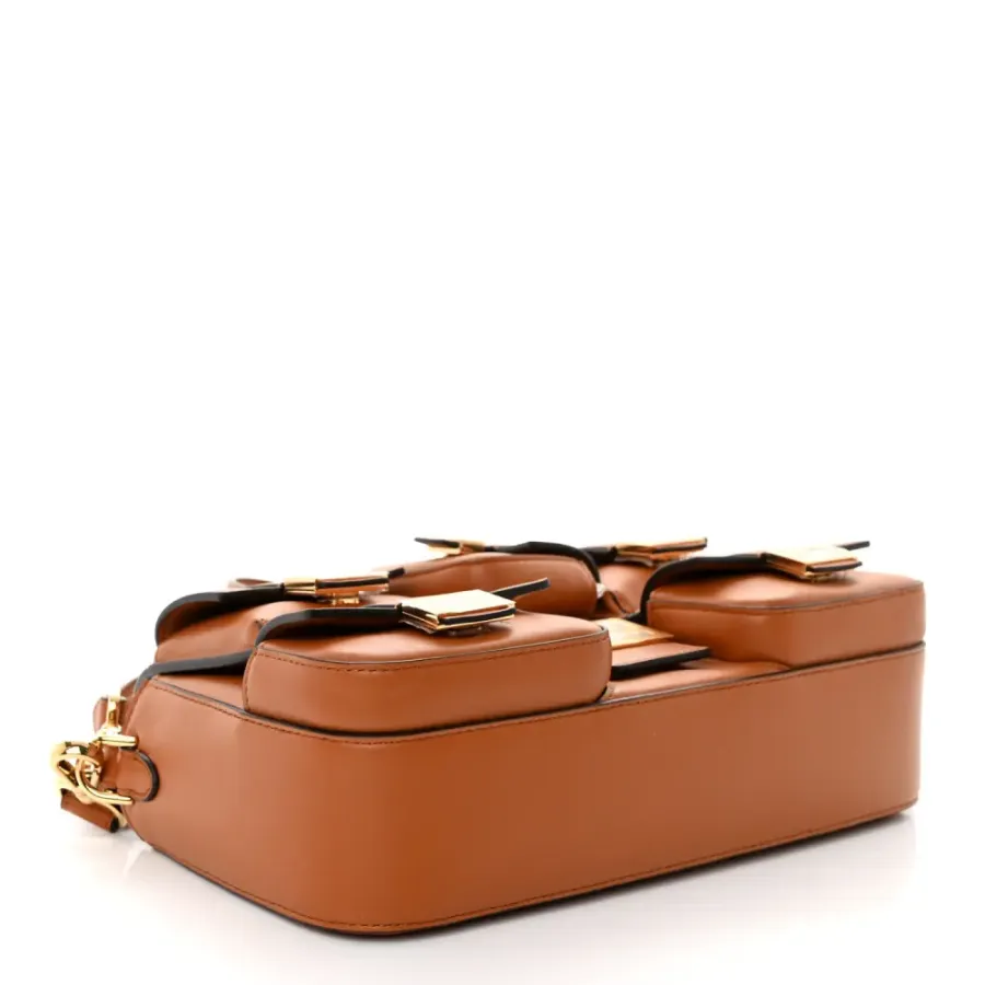 Fendi Small Baguette Brandy Shiny Nappa Leather Gold Hardware