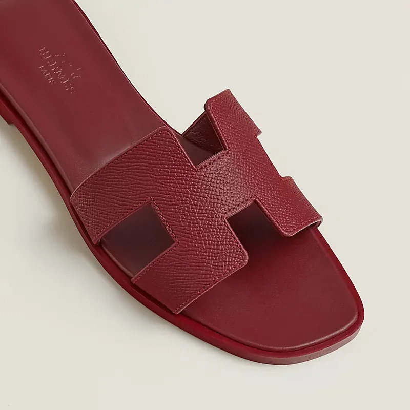 HERMES Oran Red Slippers