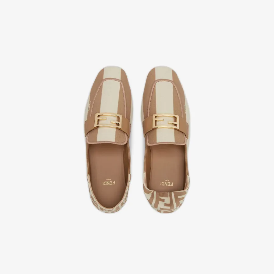 FENDI Beige canvas loafers