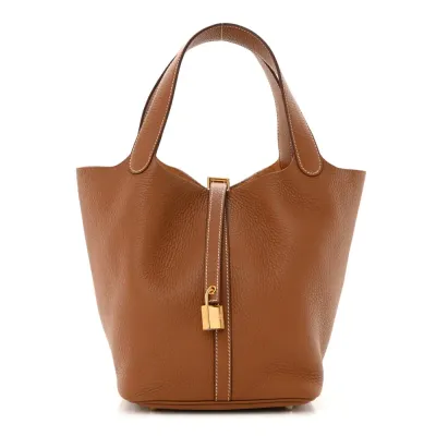 Hermès Picotin Lock 22 MM Brown Taurillon Clemence Leather Gold Hardware