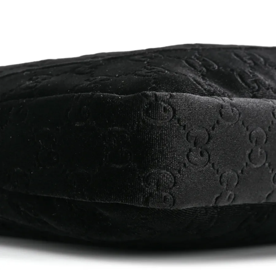 Gucci Small Jackie 1961 Hobo Black GG Monogram Velvet Silver Hardware