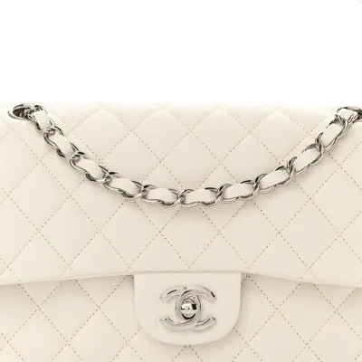 Designer Handbags Chanel White caviar Double Flap Bag