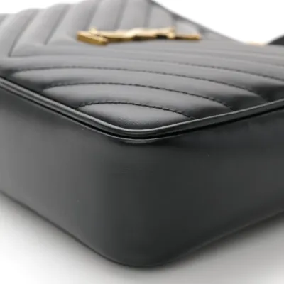 Saint Laurent Medium Lou Camera Bag Black Monogram Calfskin Matelasse Leather Gold Hardware