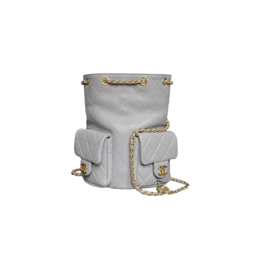 Chanel Yellow / Pink / Grey / Black Quilted Lambskin Leather Backpacks