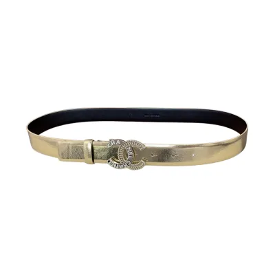 Chanel Women's CC Belt In Red/Pink/White/Black/Brown/Champagne Gold Calfskin With Gold/Silver Hardware 30mm