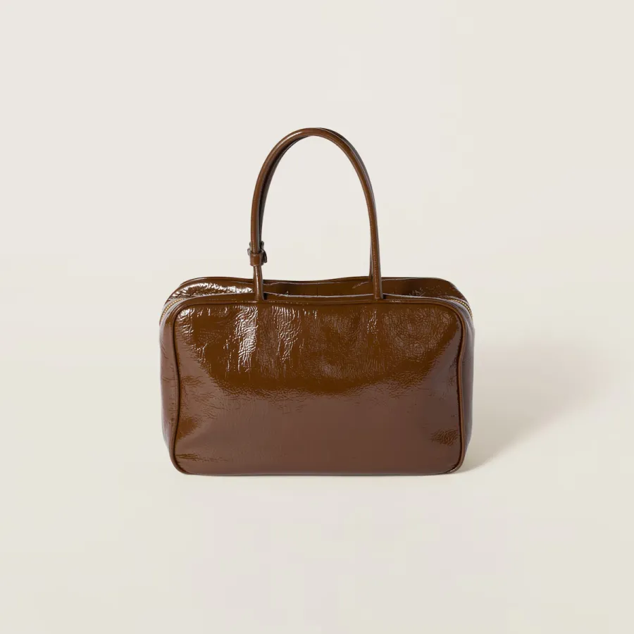 Miu Miu Beau Naplak Patent Leather Brown Top-Handle Bags
