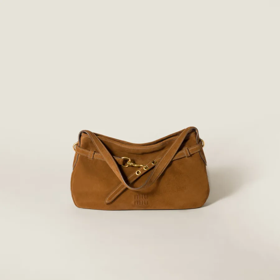 Miu Miu Aventure Nappa Suede Leather Brown Shoulder Bags