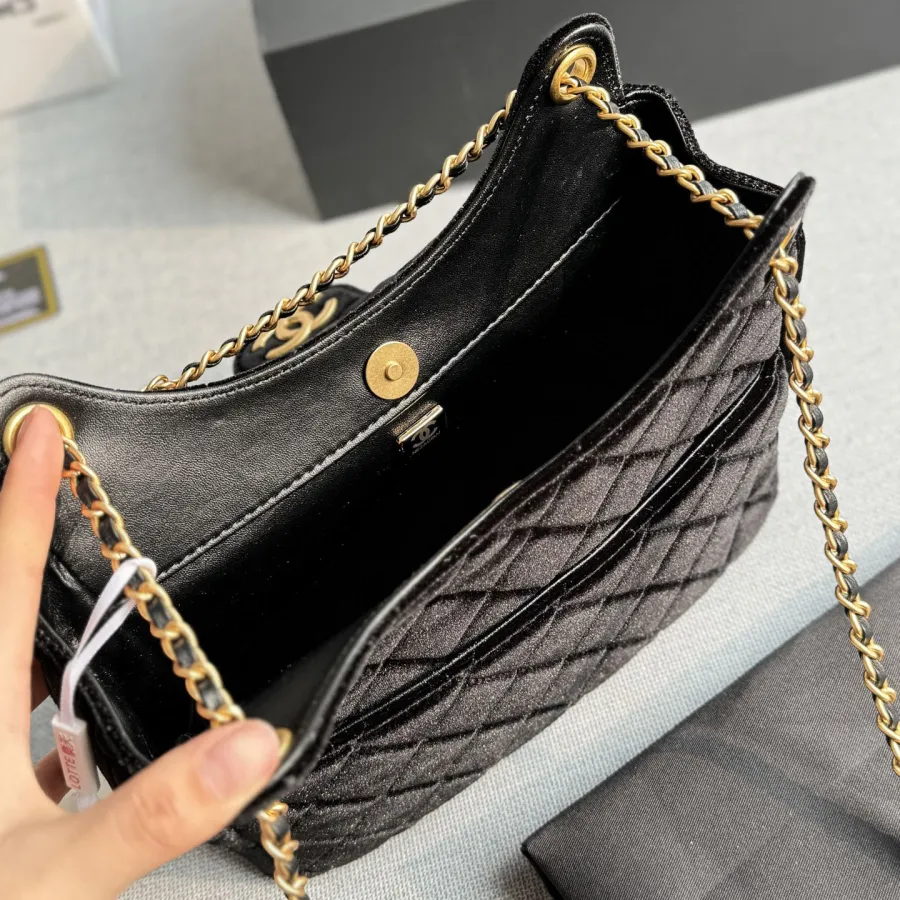 Chanel Black velvet Crossbody Bags