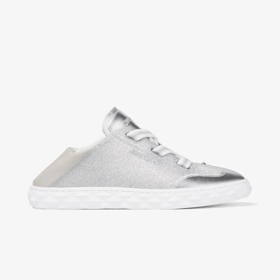 JIMMY CHOO Silver sparkly leather sneakers