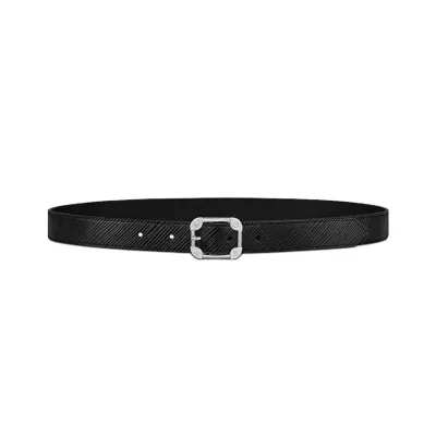 Louis Vuitton Women's Malletier Square Buckle Belt In Black Calfskin With Silver Hardware 25mm