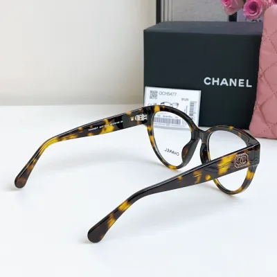 CHANEL glasses leopard-print black gold color size 55口16-140