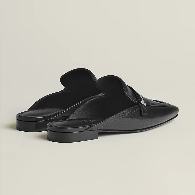 HERMES Groupie Mule Black Slippers