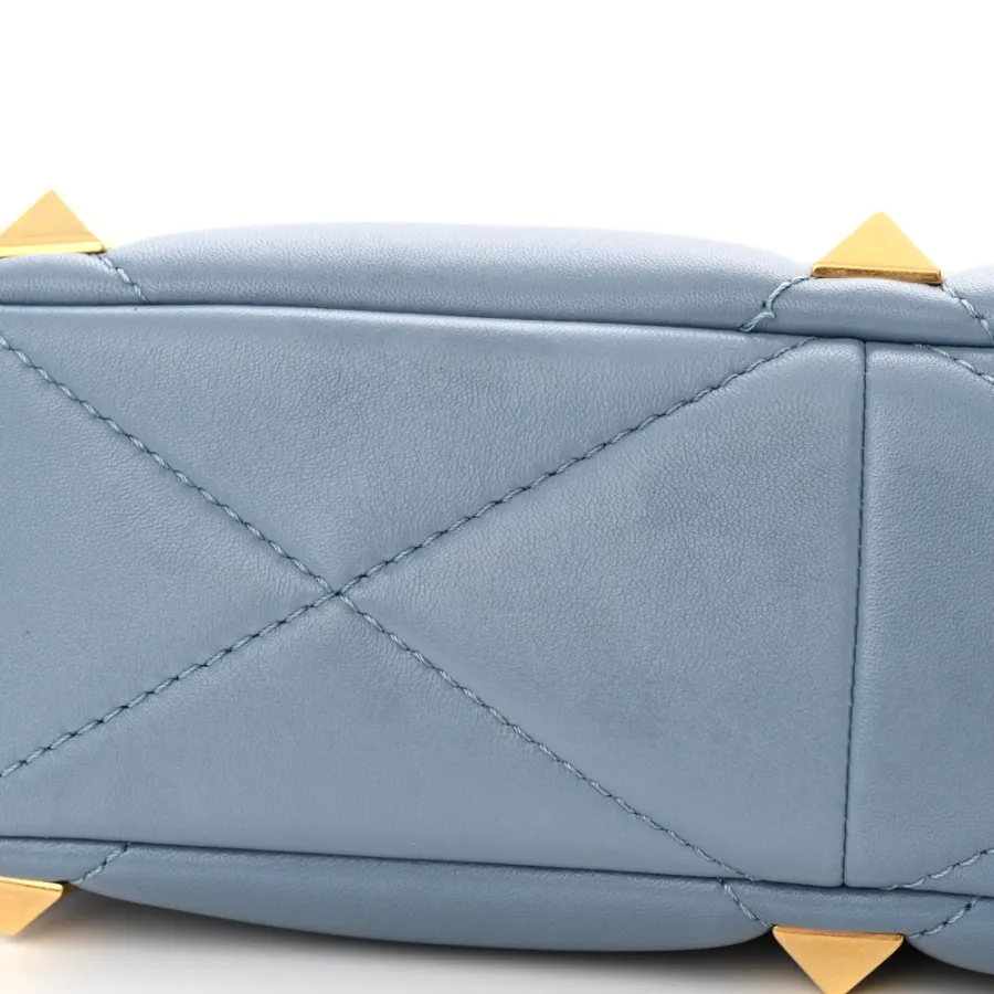 Valentino Garavani Large Roman Stud Shoulder Bag Niagara Nappa Leather Gold Hardware