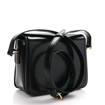 Celine Small Triomphe Bag Black Shiny Calfskin Leather Gold Hardware