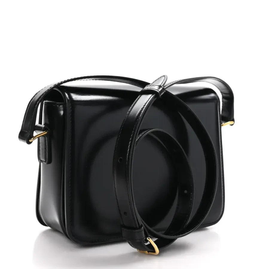 Celine Small Triomphe Bag Black Shiny Calfskin Leather Gold Hardware