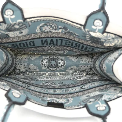 Dior Medium Butterfly Bandana Book Tote Black/White Embroidered Canvas