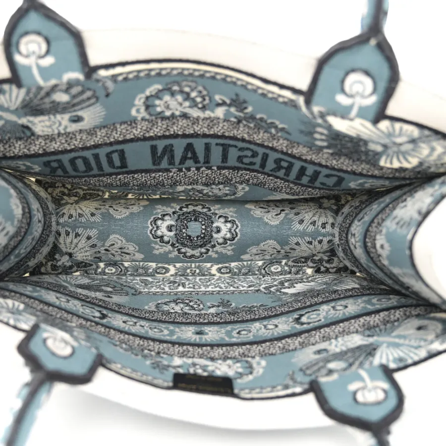 Dior Medium Butterfly Bandana Book Tote Black/White Embroidered Canvas