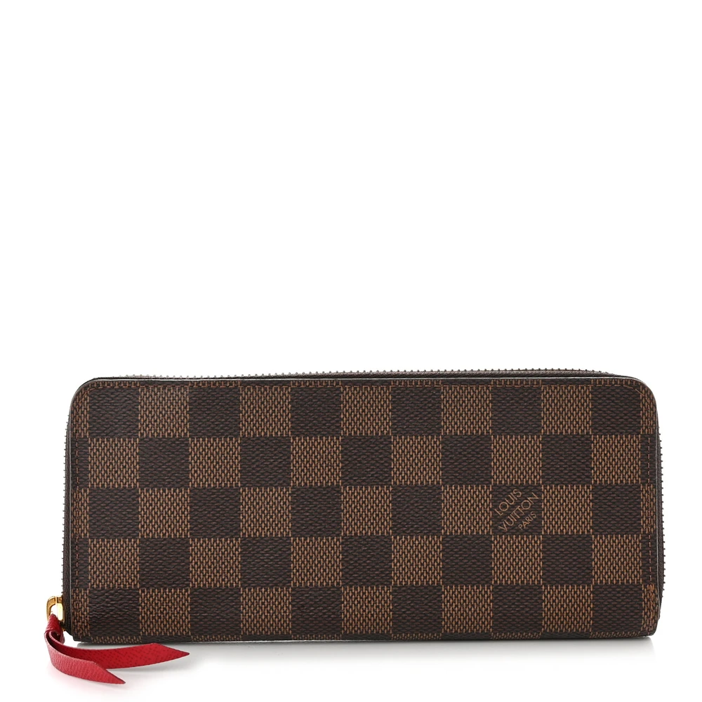 Louis Vuitton Clemence Wallet PM Damier Ebene Canvas Interior Cereja Hardware Dourado