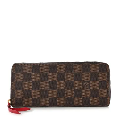 Louis Vuitton Clemence Wallet PM Damier Ebene Canvas Cherry Interior Gold Hardware
