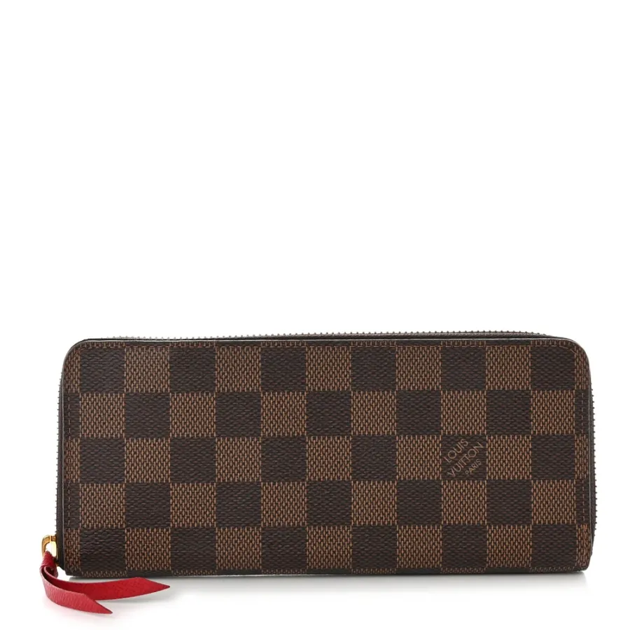 Louis Vuitton Clemence Wallet PM Damier Ebene Canvas Cherry Interior Gold Hardware