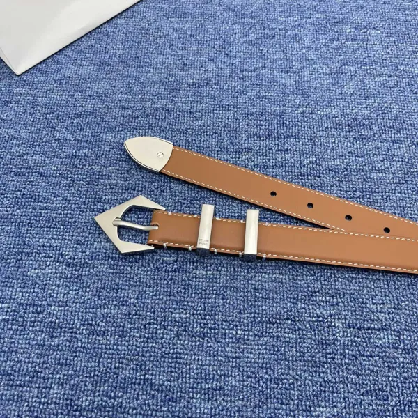 Celine Triangled Buckle Reversible Belt In Brown/Black/Red Calfskin With Gold Hardware 25mm - Image 4