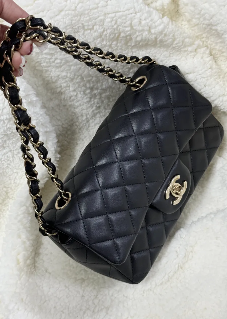 Grey Quilted Chanel Bag Quilted Lambskin Leather Crossbody Bags photo review
