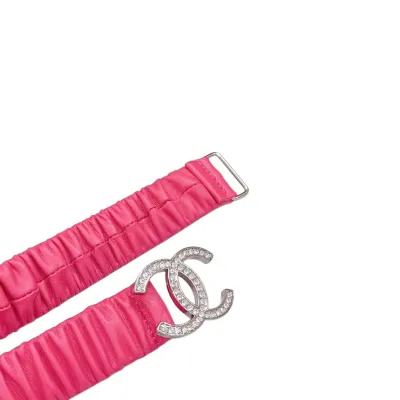 Chanel Women's CC Various Buckles Belt In Pink Lambskin With Gold/Silver Hardware 30mm