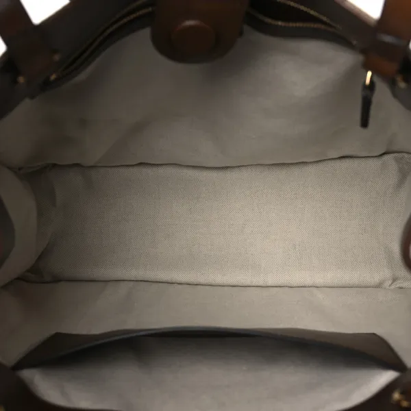 Gucci Horsebit 1955 Tote Bag Beige / Brown Sugar Monogram Canvas Light Brass Hardware - Image 7