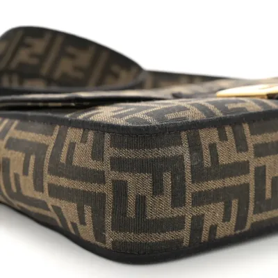 Fendi Medium FF 1974 Baguette Tobacco/Moro/Black Jacquard Fabric Gold Hardware
