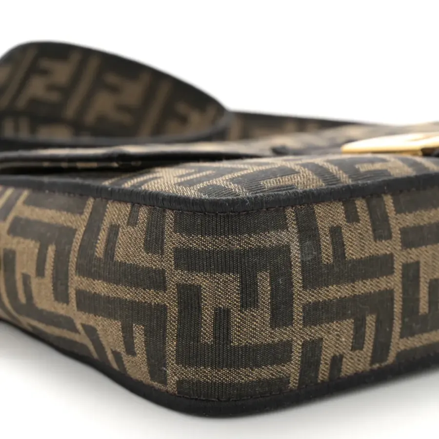 Fendi Medium FF 1974 Baguette Tobacco/Moro/Black Jacquard Fabric Gold Hardware