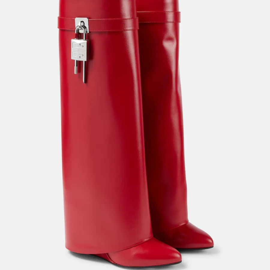GIVENCHY Red leather knee-high boots