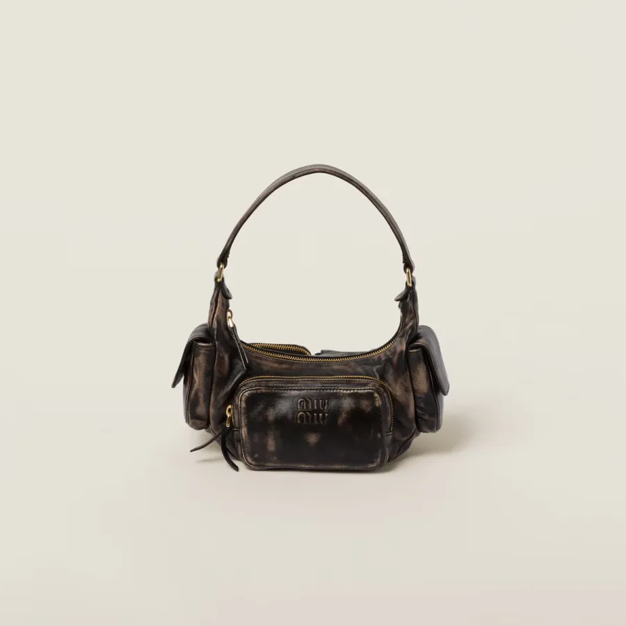 Miu Miu Pocket Leather Brown Top-Handle Bags