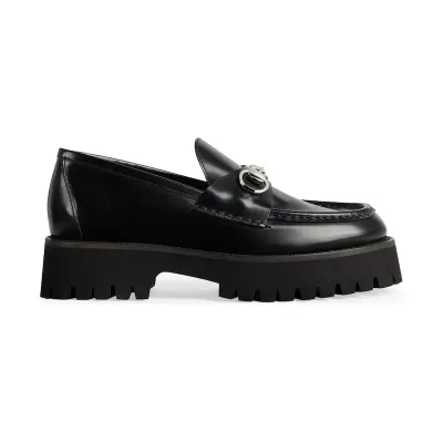 Gucci black thick soled loafers