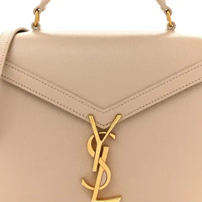 Saint Laurent Mini Cassandra Top Handle Crema Soft Classic Monogram Grain De Poudre Leather Aged Gold Hardware