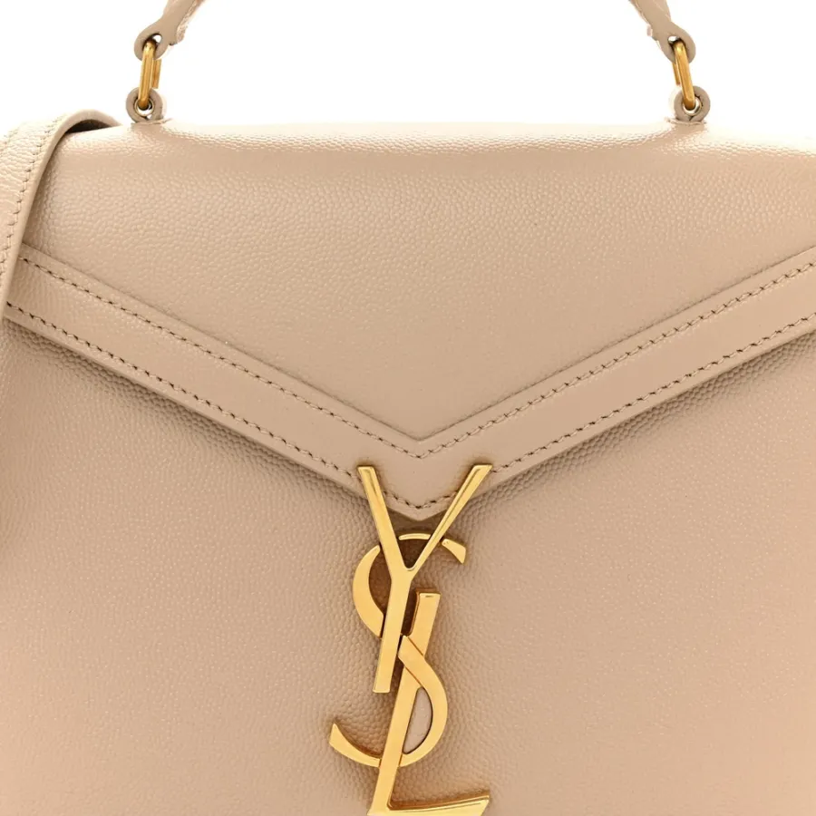 Saint Laurent Mini Cassandra Top Handle Crema Soft Classic Monogram Grain De Poudre Leather Aged Gold Hardware
