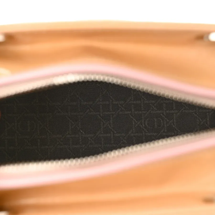 Dior Medium Lady Dior Rose Clair Patent Cannage Calfskin Leather Silver Hardware