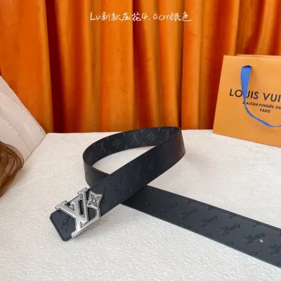 Louis Vuitton Men's LV Flower Buckle Reversible Belt In Black Calfskin And Black/Brown Monogram Canvas With Gold/Silver Hardware 40mm