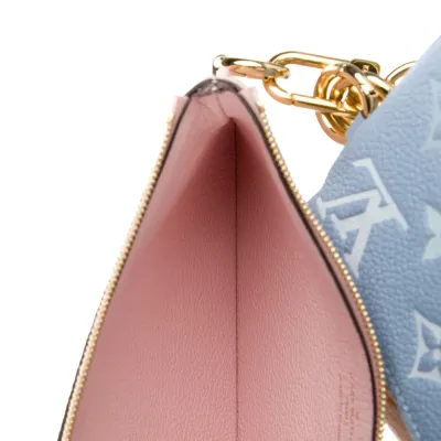 Louis Vuitton Large By The Pool Wristlet Pink Monogram Empreinte Leather Gold Hardware