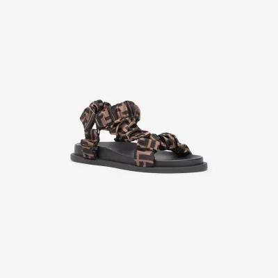 FENDI Brown satin sandals