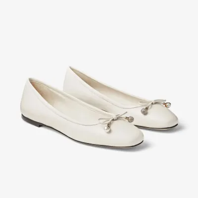 JIMMY CHOO White Nappa sheep-leather flats