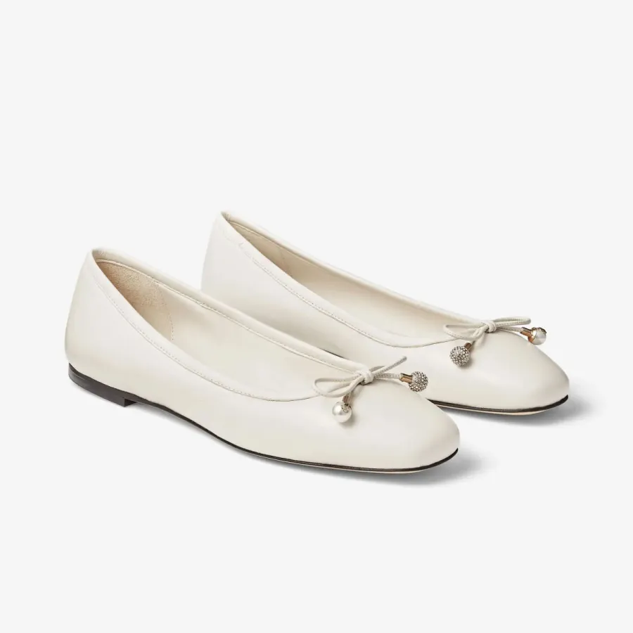 JIMMY CHOO White Nappa sheep-leather flats