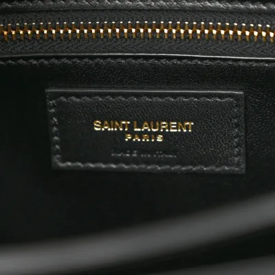 Saint Laurent Medium Gaby Satchel Black Embossed Calfskin & Crocodile Leather Aged Gold Hardware