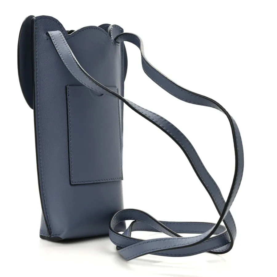 Lushentic Loewe Elephant Pouch Crossbody Bag Small Stone Blue Calfskin Leather - LUSHENTIC BAGS