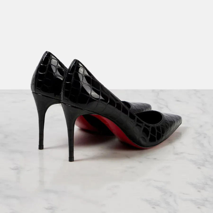 Christian Louboutin Black imitation crocodile leather heels