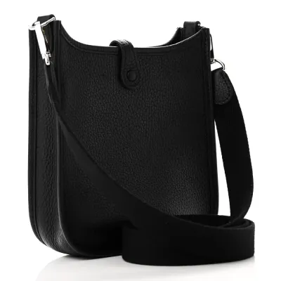 Hermès Evelyne TPM Black Taurillon Clemence Leather Silver Hardware